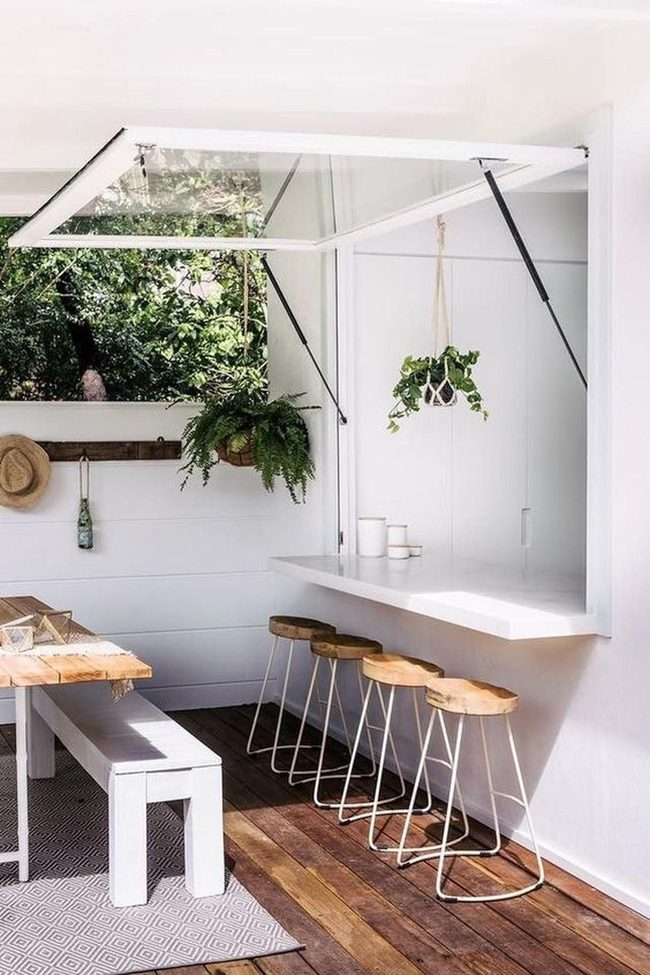 White Wood Garden With Green Plants