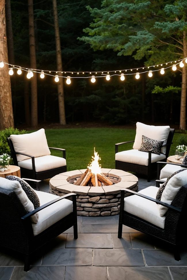 Neutral Seating Circle Around Fire