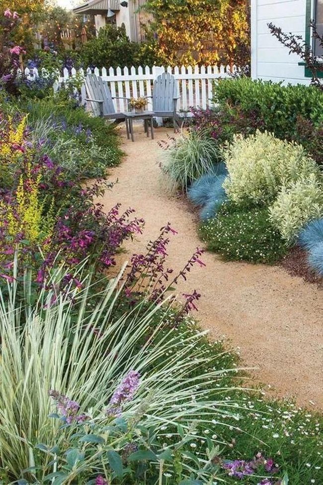 Winding Garden Path Through Blooms
