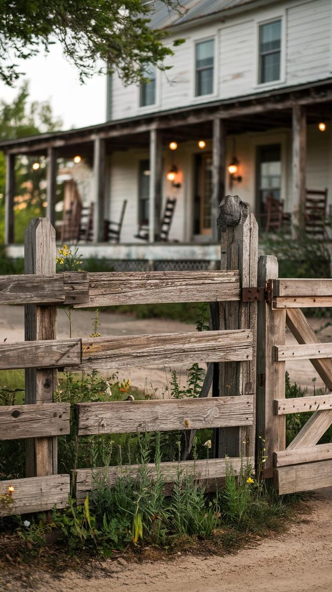 Weathered Lumber Countryside Fence