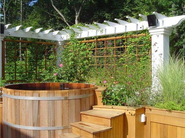 Wooden Trellis Green Privacy Screens