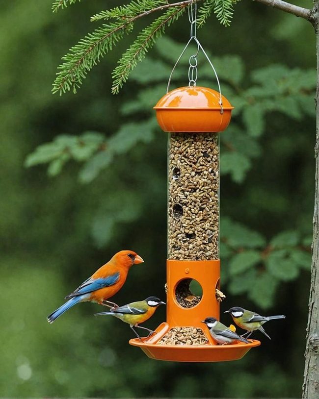 Hollowed Orange Shell Bird Feeder