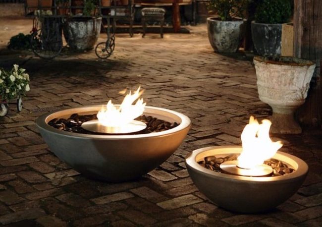Dual Fire Pits, Shimmering Stone