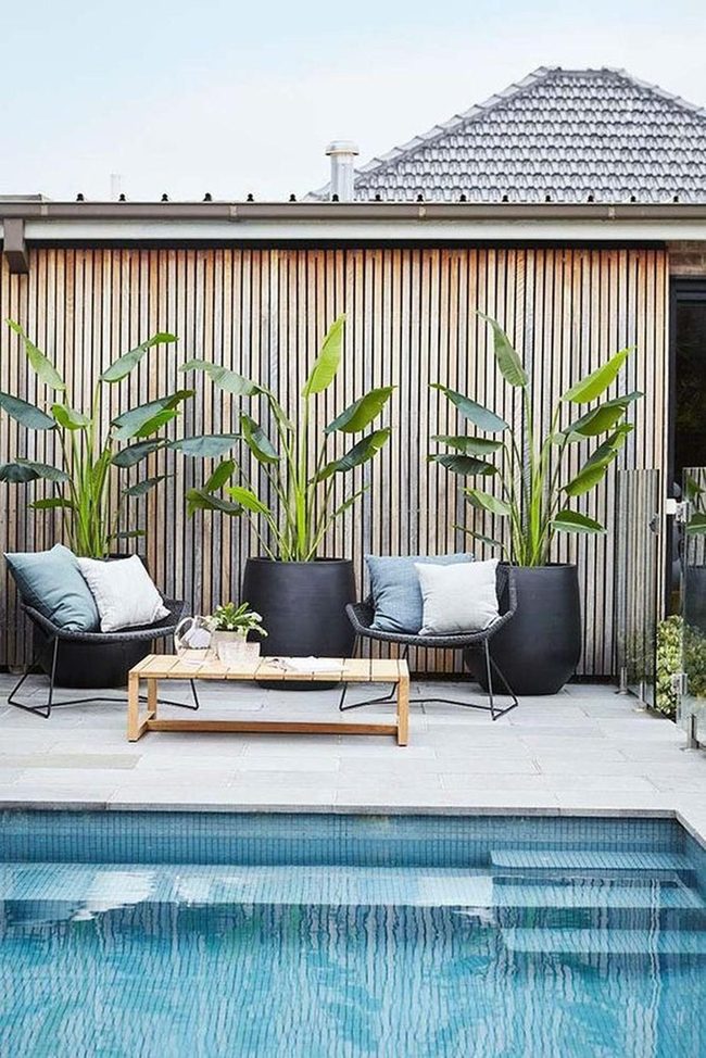 Blue Pool Meets Modern Patio