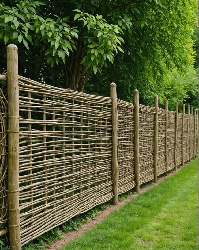 Interlaced Natural Wood Barrier