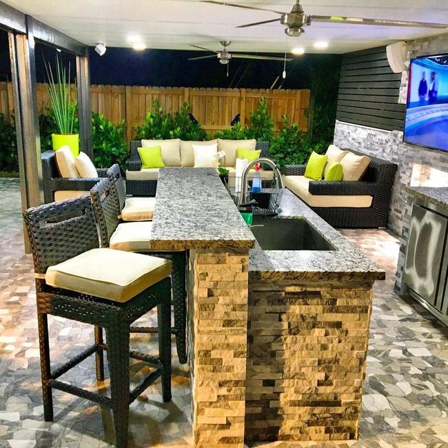 Tropical Nighttime Fire Pit Glow