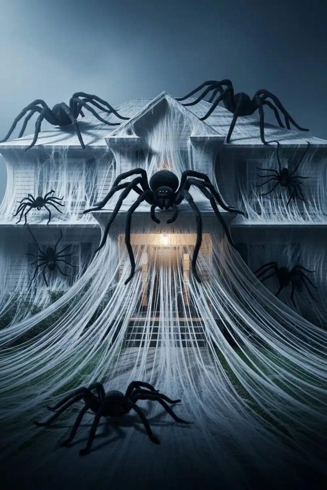 White Webbing Envelops Entire House