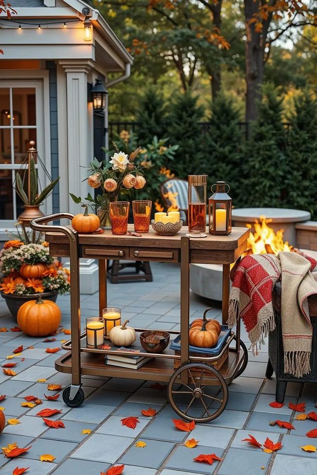 Teak Bar Cart Fall Entertaining