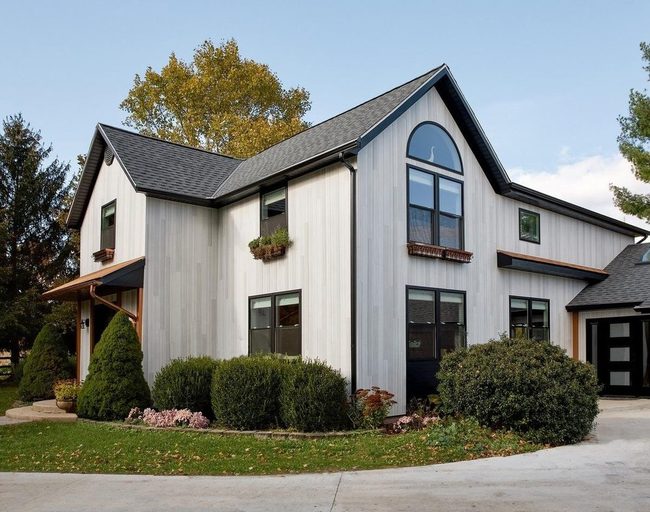Pale Siding Black Window Drama