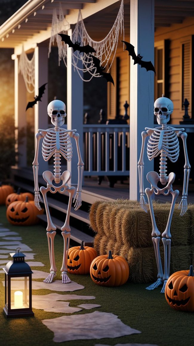 Orange Pumpkins And Skeleton Foundations