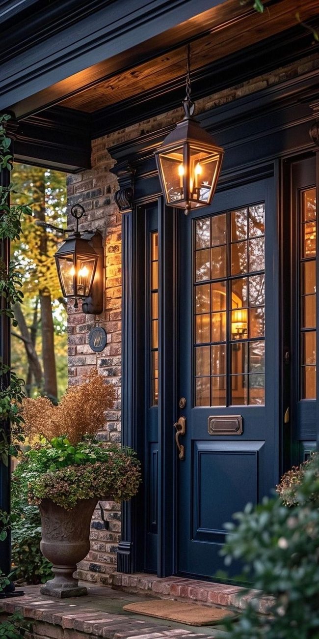 Golden Entryway Lanterns Light