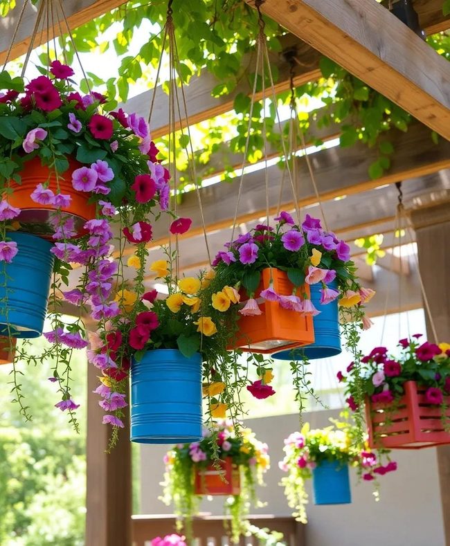 Cascading Flowers Overhead Patio Design
