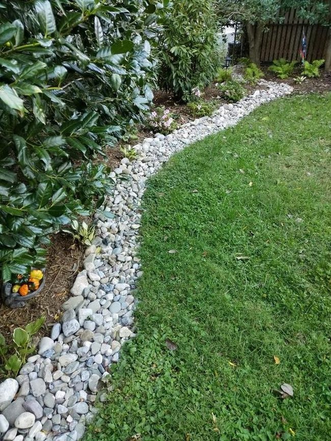 Green Grass Garden With Stone Borders