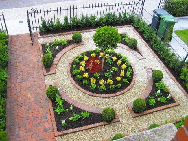 Circular Beds Brick Pathways Iron Frames