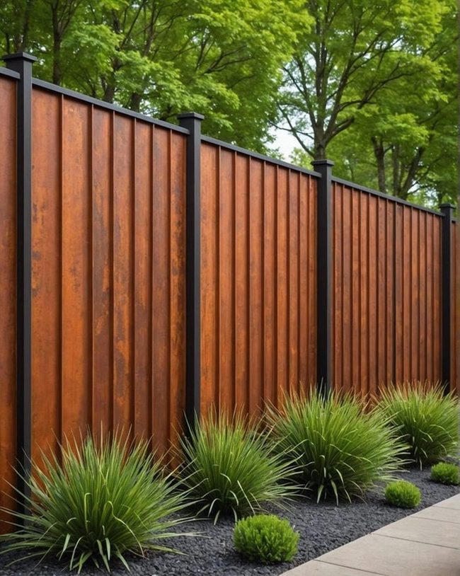 Rust-Finish Steel Fence Durability