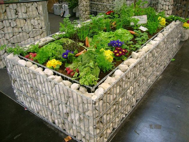 Stone-Filled Wire Garden Statement