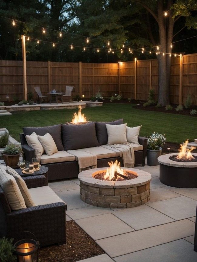 Dark Grey Firepit Circle Gathering