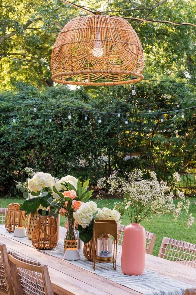 Rattan Globes Illuminate Evening Gatherings