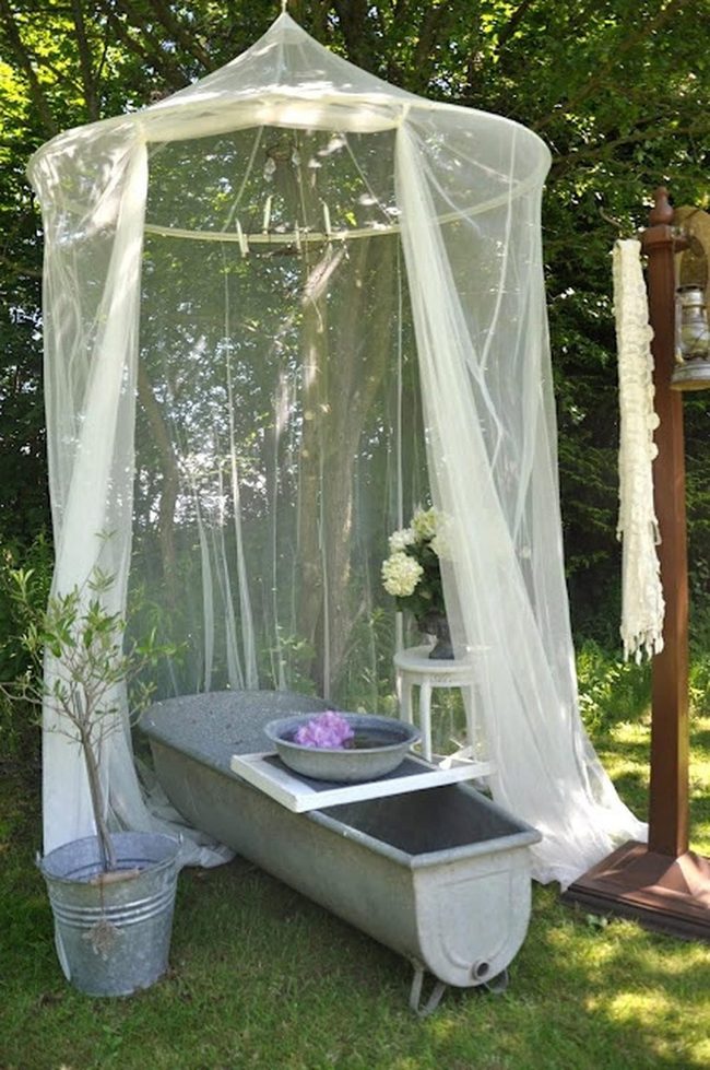 Vintage Tub Surrounded By Purple Petals