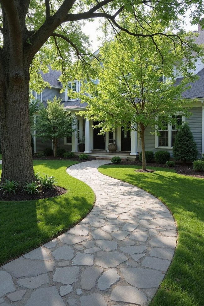 Geometric Paver Stone Pathways