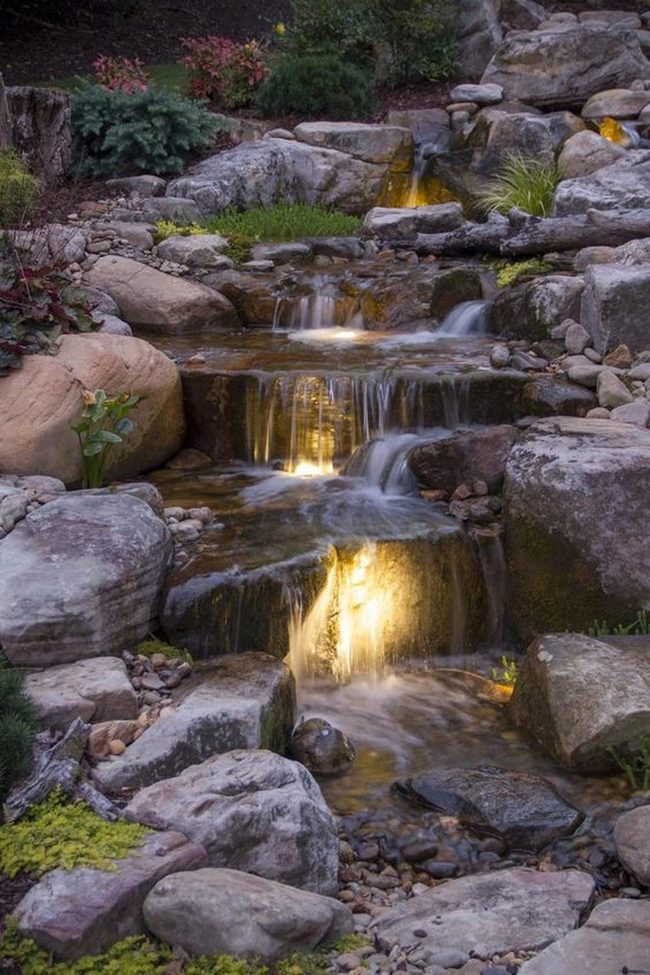 Cascading Water Through Stacked Stone