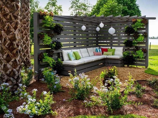 Shaded Garden Bench Pergola