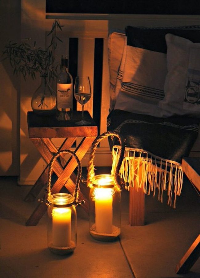 Twine-Wrapped Mason Jar Lanterns