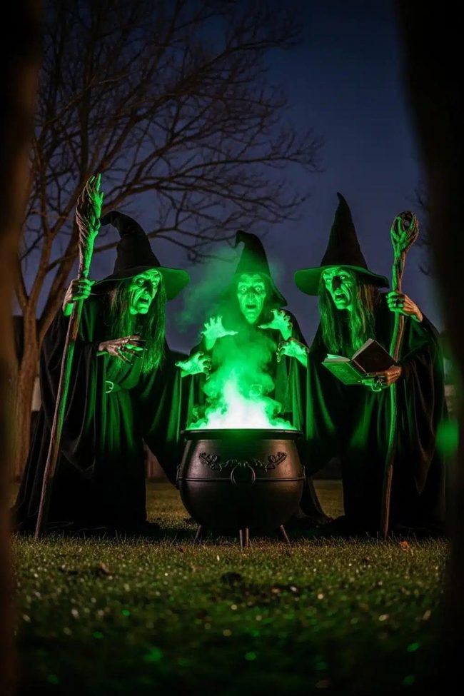 Witch Coven Green Glowing Cauldron