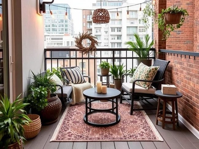 Colorful Striped Outdoor Living Balcony Rug