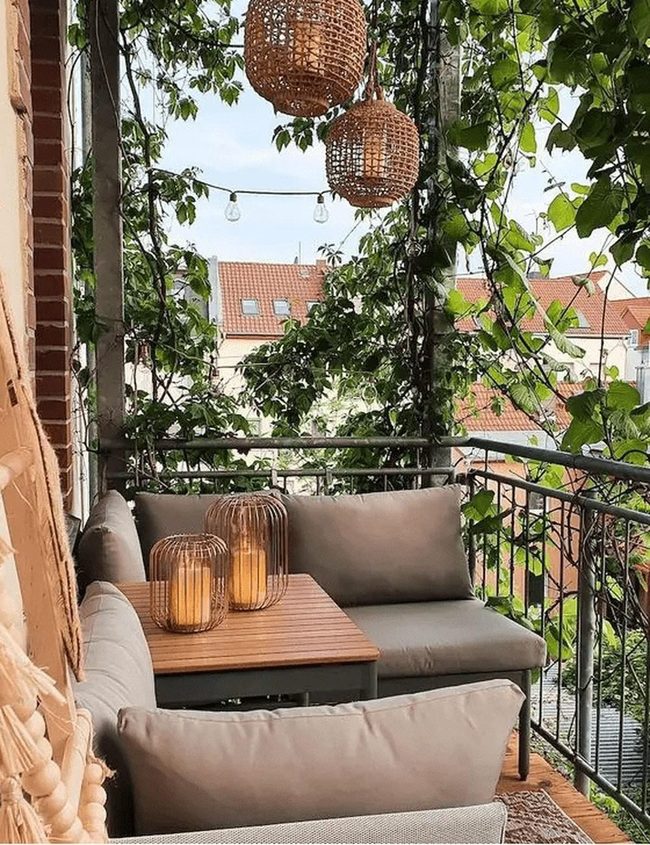 Gray Bench Beneath Cascading Vines