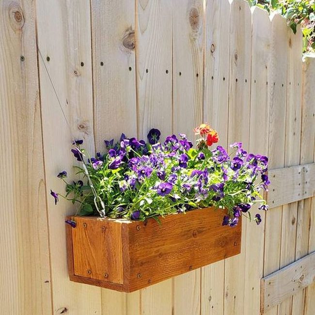Wooden Fence Flower Boxes