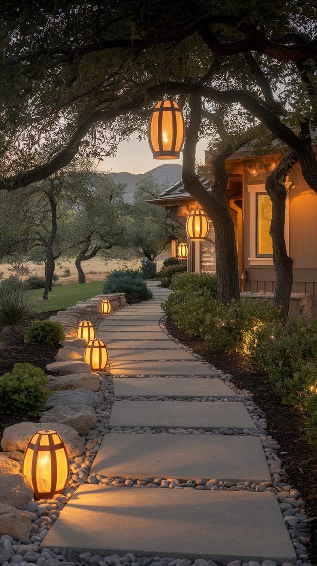 Glowing Pebbles Guide Evening Pathways