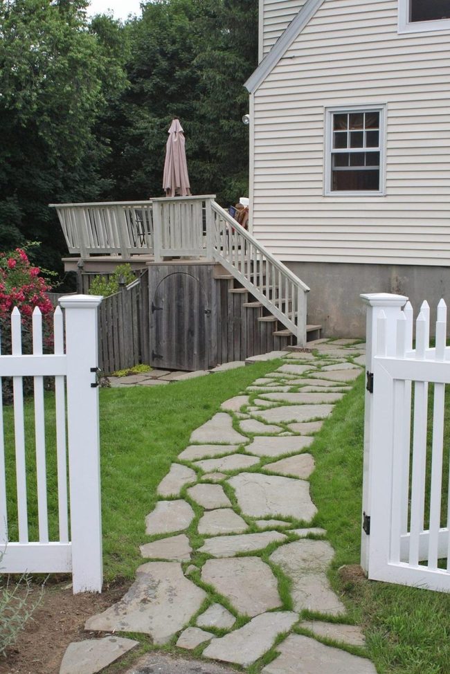 Weathered Stone Trail Through Garden
