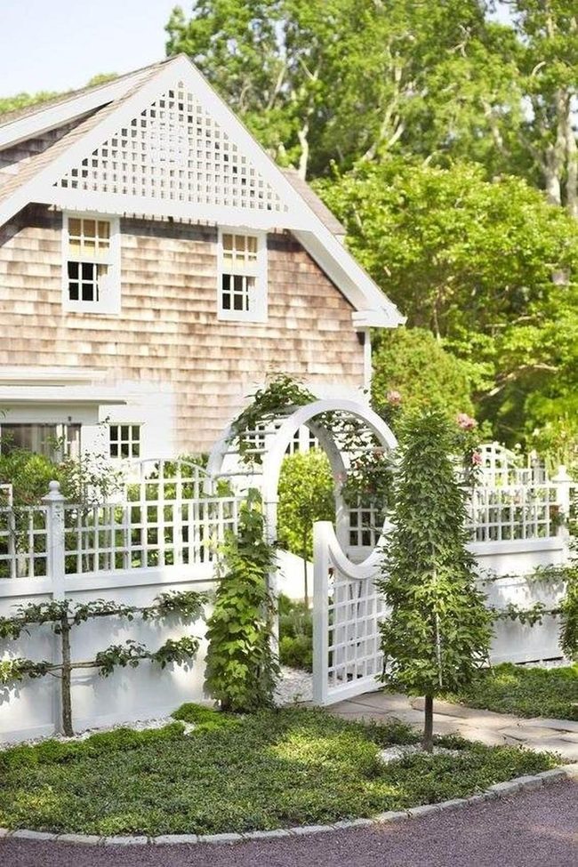 Wooden Trellis Gate With Climbing Vines