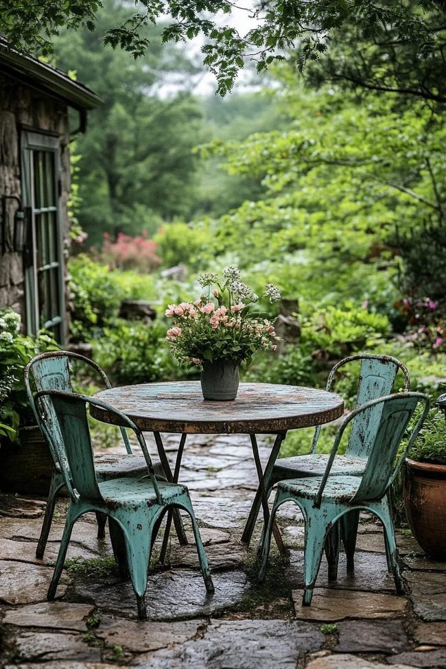 Weathered Wood, Fresh Flowers, Garden Peace