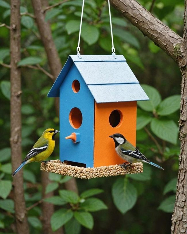 Upcycled Carton Birdseed Station
