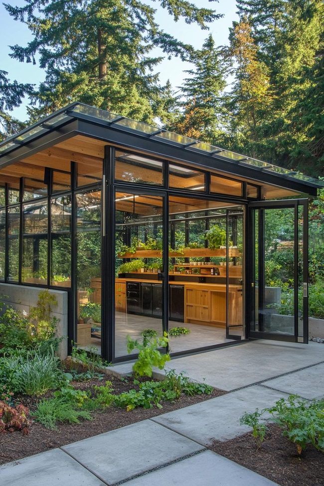 Glass And Steel Patio Structure