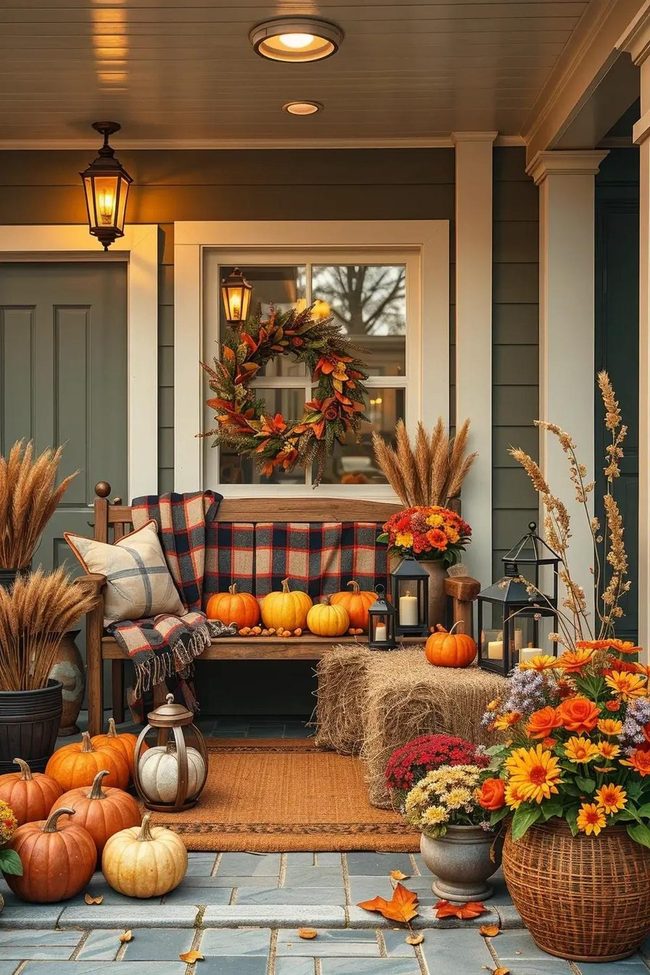 Burnt Orange Porch Harvest Display