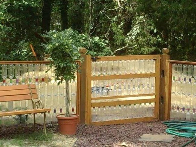 Colorful Glass Bottle Garden Fence