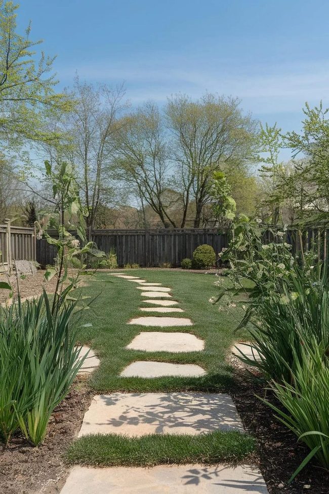Grass-Framed Stone Pathways