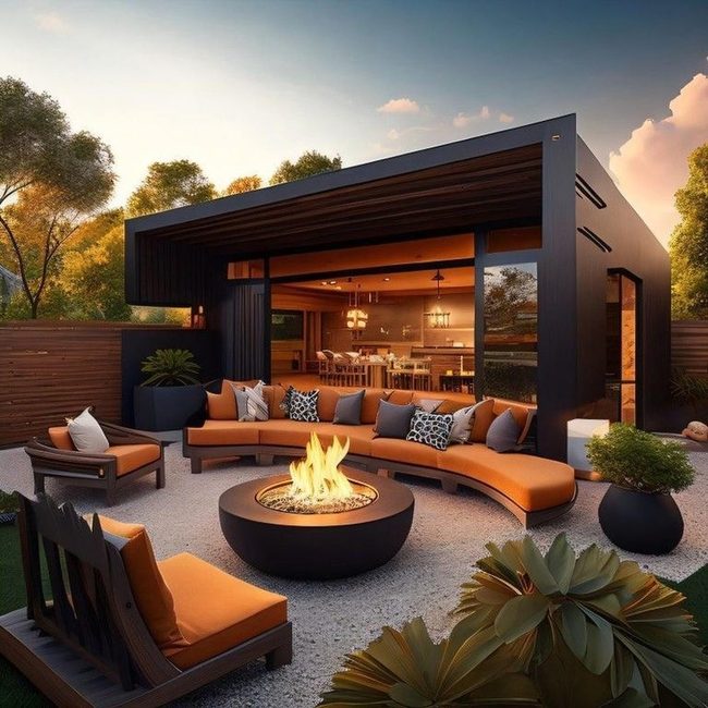Geometric Fire Pit Gathering