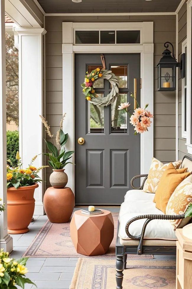 Clay Pink and Slate Blue Porch