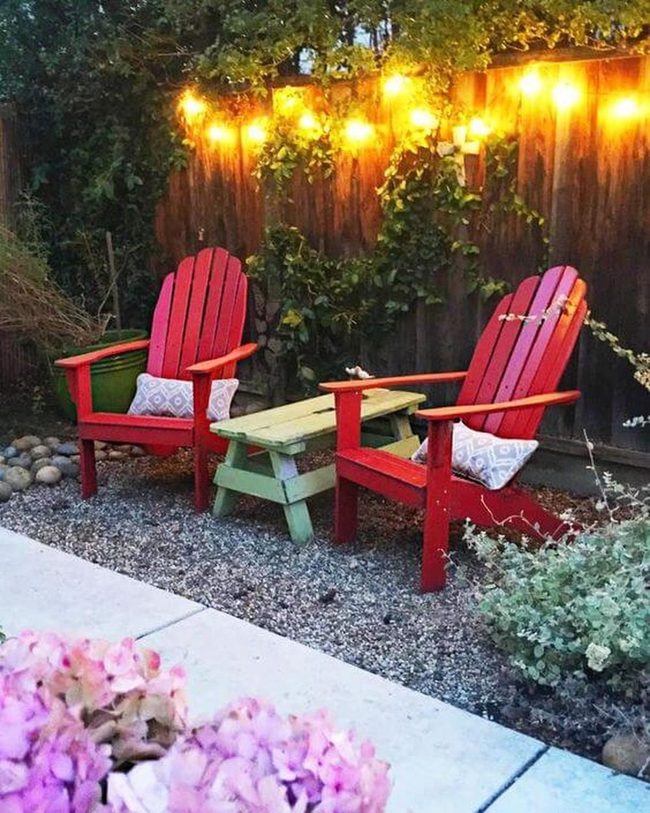 Red Chairs, Green Table, Glowing Strings