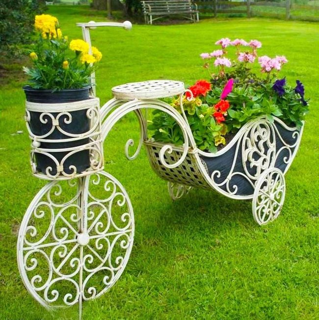 Bright Flowers Overflow Tricycle Planter