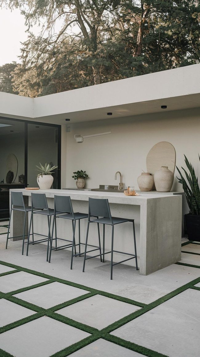 Steel and Concrete Backyard Bar