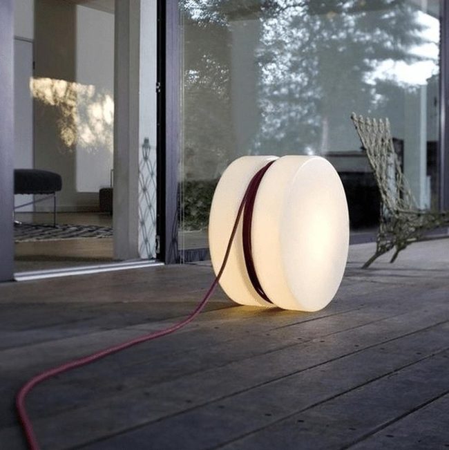 Red Cord Lights On Wooden Deck