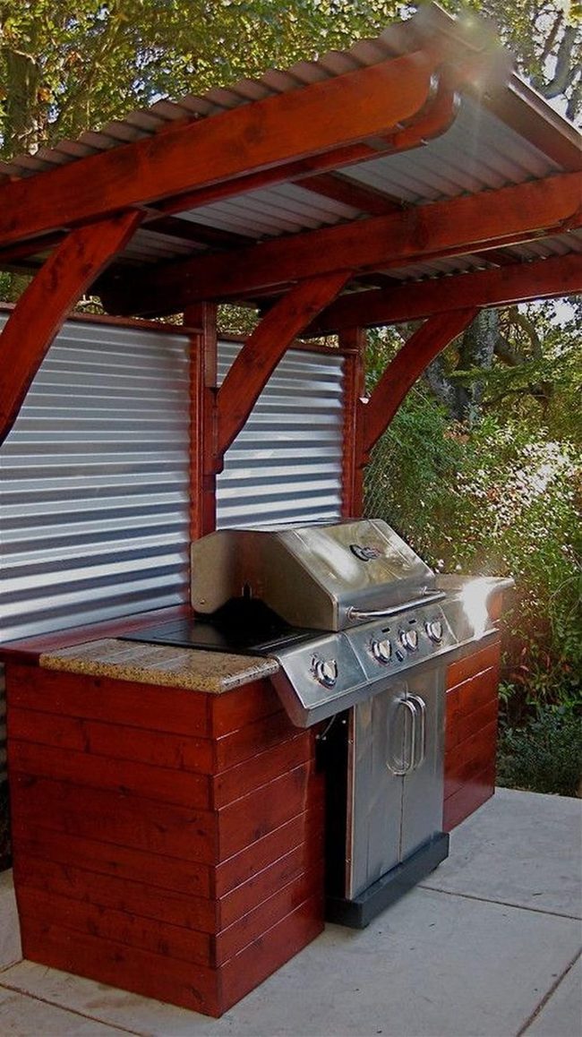 Stainless Steel Grill Meets Wood