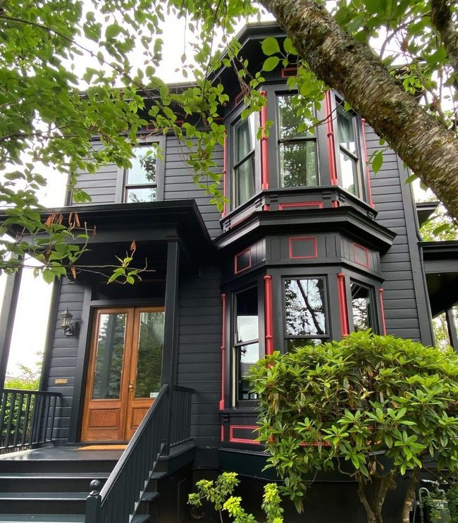 Black Exterior Deep Red Accents