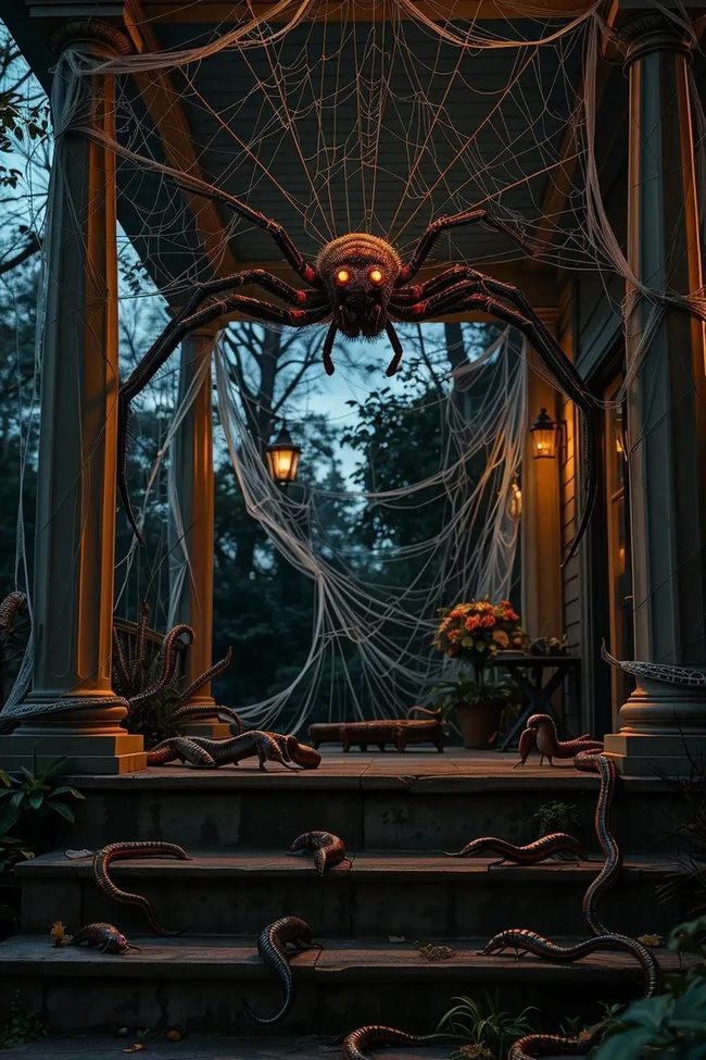 Oversized Spiders with Glowing Eyes