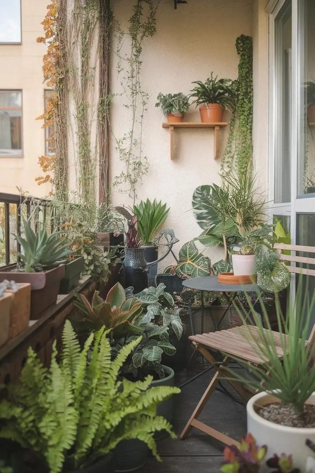 Balcony Hanging Plants Dense Green